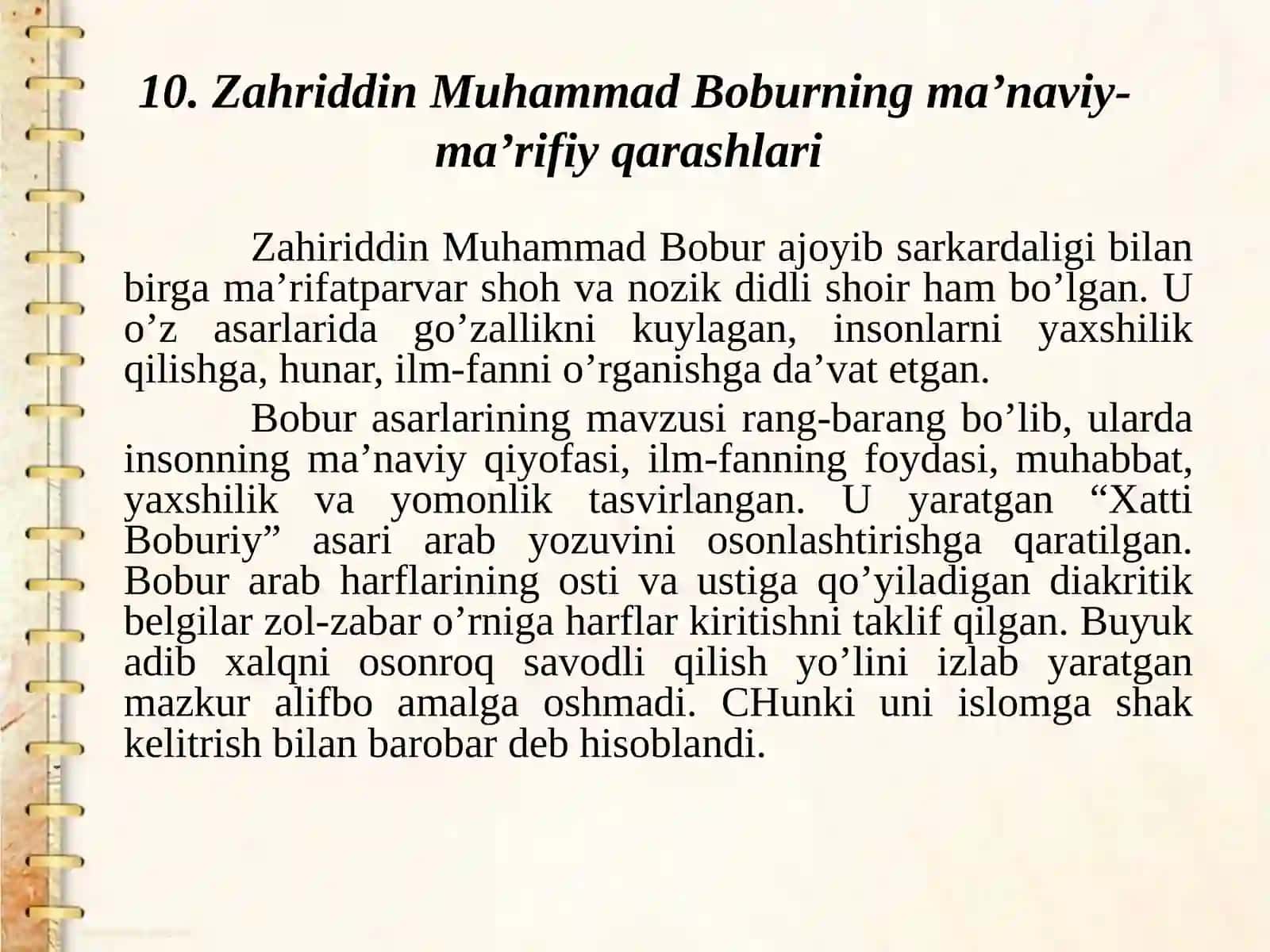 Zahriddin Muhammad Boburning ma’naviy-ma’rifiy qarashlari 3