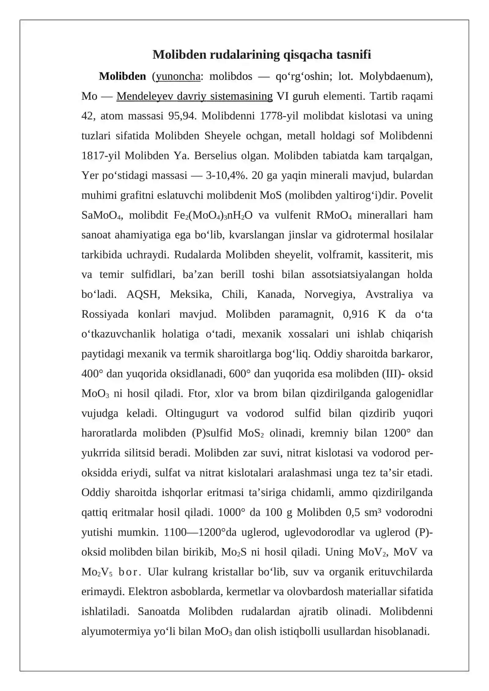 Tarkibida molibden bo‘lgan rudani qayta ishlovchi maydalash sexi loyihasi 3
