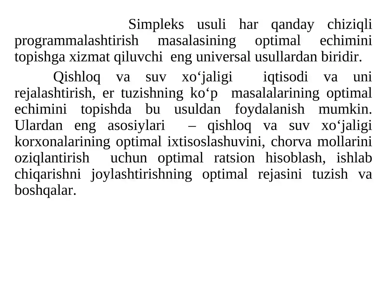 Simpleks usuli chiziqli programmalashtirish 3