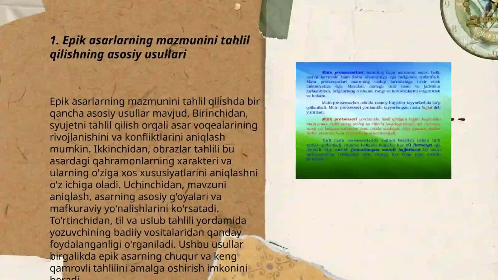 Epik asarlar tahlili, matn ustida ishlash yoʻllari 3
