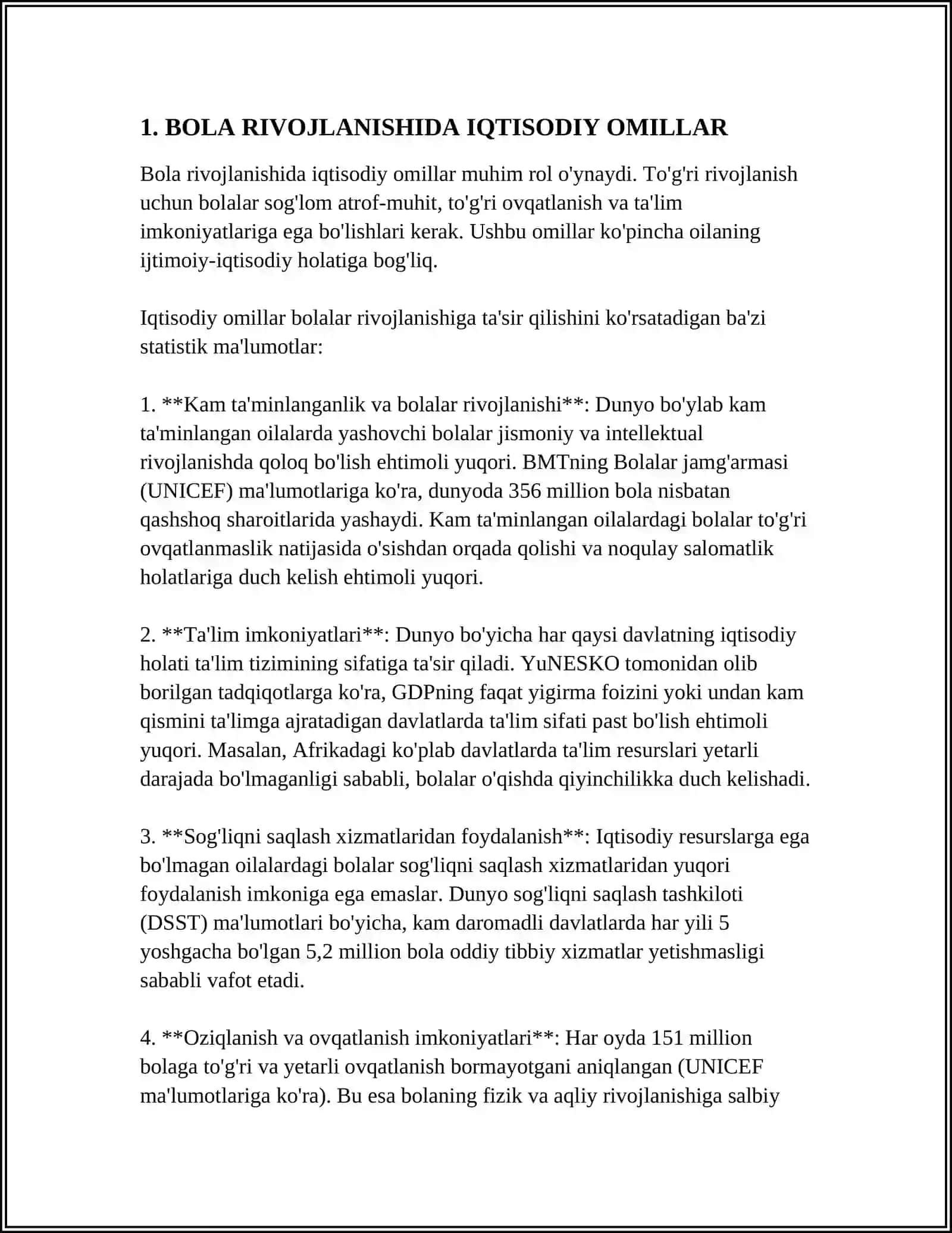 Bola rivojlanishida iqtisodiy omillar 3