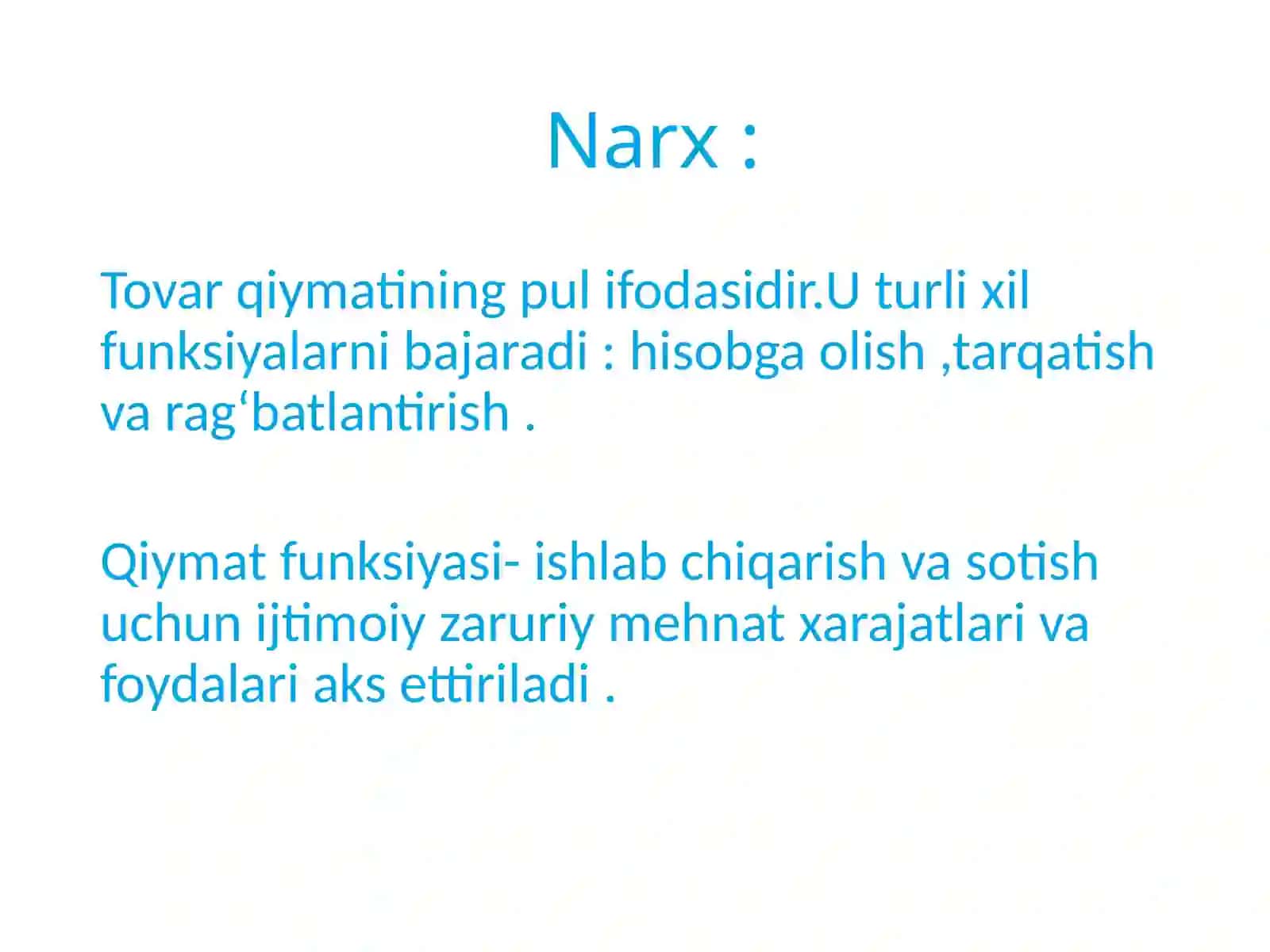 Narxtushunchasi.Marketingmuhiti.Marketingtadbirlarinitashkiletishdatasirkoʻrsatadiganomillar.Tibbiyxizmatlargaboʻlganehtiyojlarnioʻrganish.Aholisalomatliginiyaxshilashdamarketingxizmatiningoʻrni 3