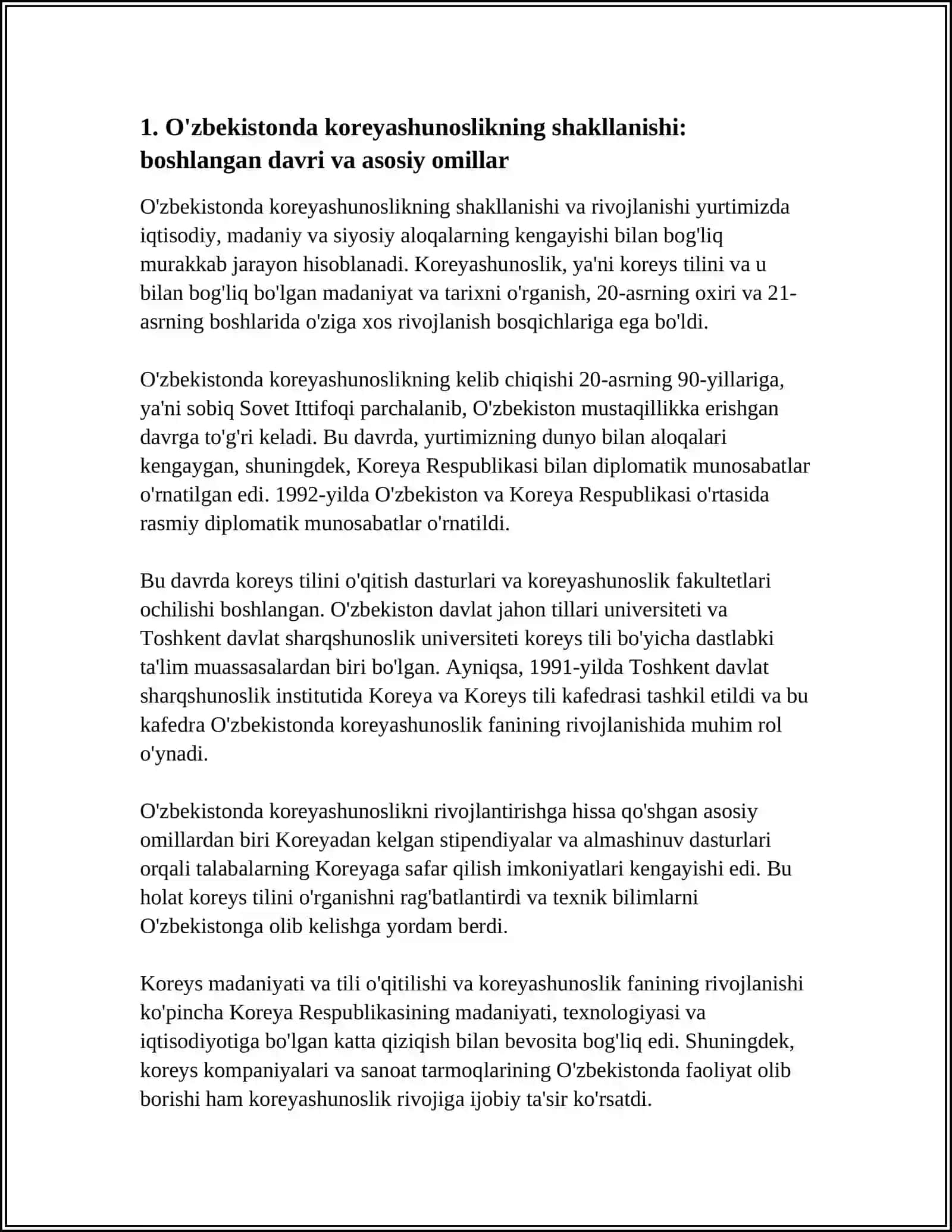 O'ZBEKISTONDA KOREYASHUNOSLIKNING PAYDO BO'LISHI VA RIVOJLANISHI 3