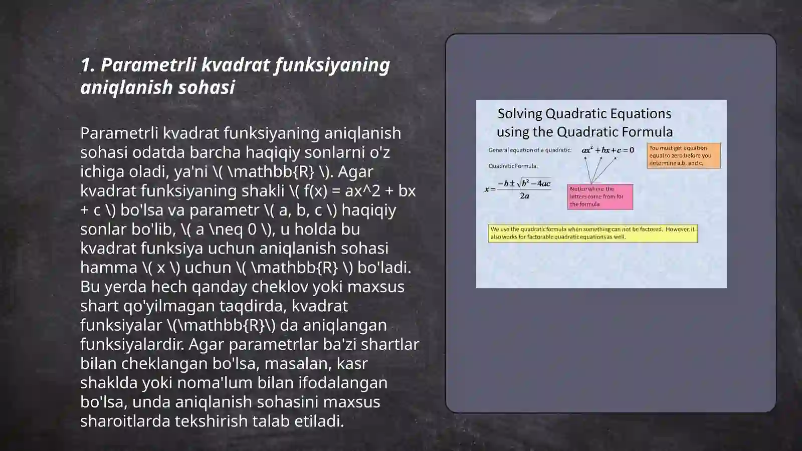 Parametrli kvadrat funksiyalar 3