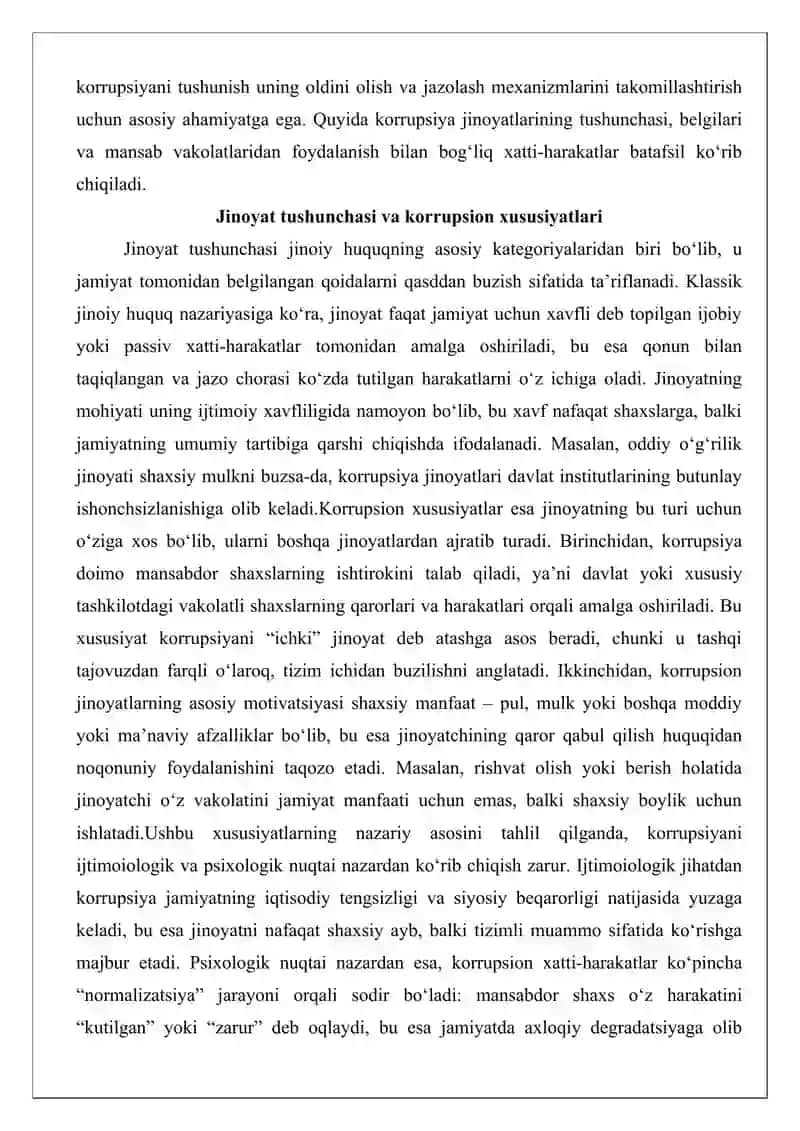 Korrupsiyaga oid jinoyatlar tushunchasi 3