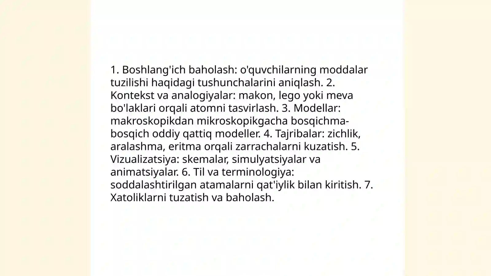4.7-sinfda atom molekulyar ta'limot va kimyoning asosiy tushuncha, qoidalarini o'qitish metodikasi 3