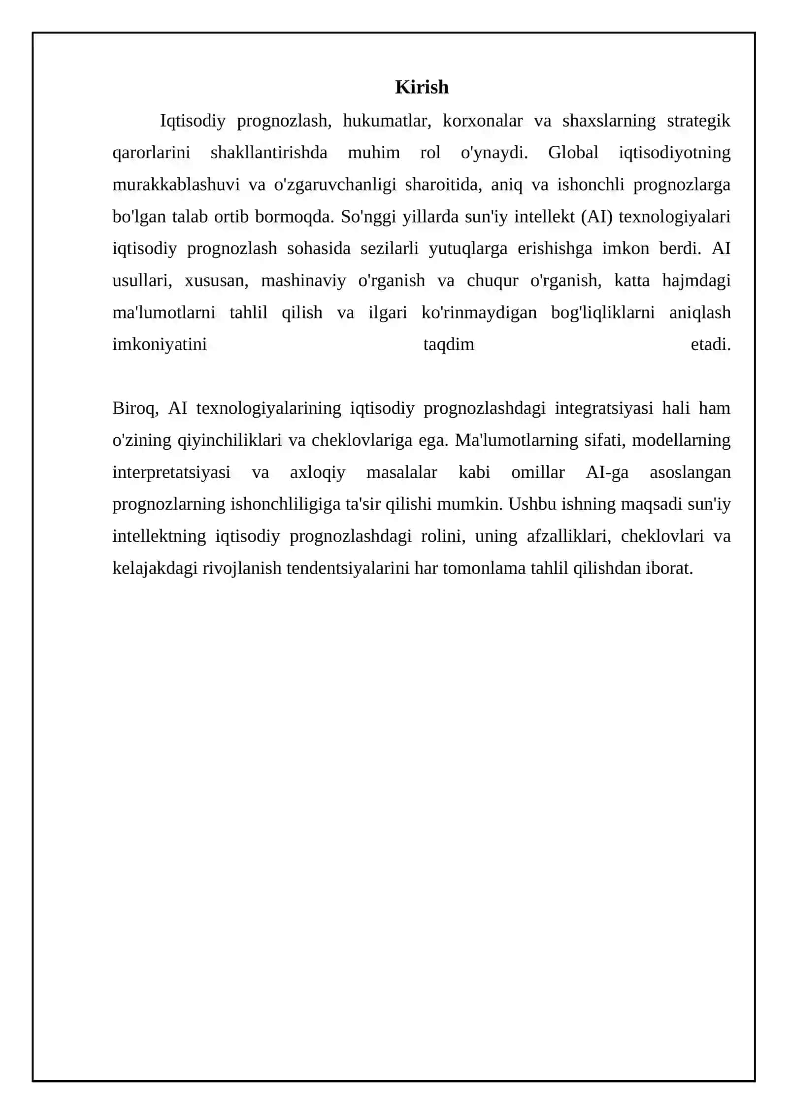 Sun’iy intellekt texnologiyalarining iqtisodiy prognozlashdagi o‘rni 3