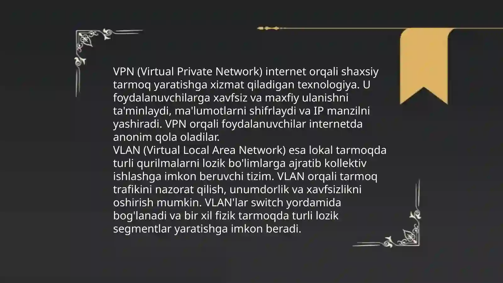Qo'shma Virtual Tarmoqlar (VPN va VLAN) 3