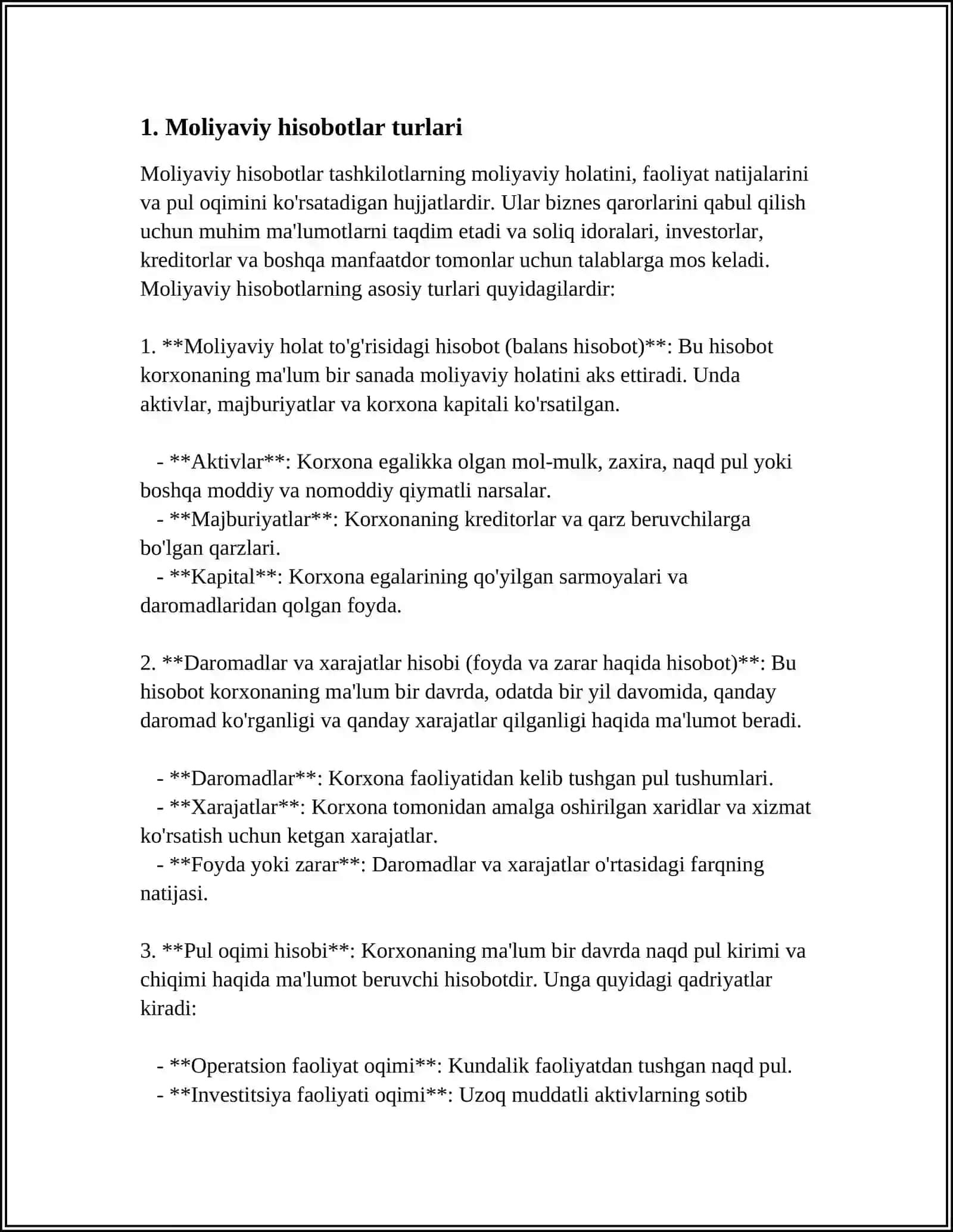Moliyaviy hisobotlar turlari 3