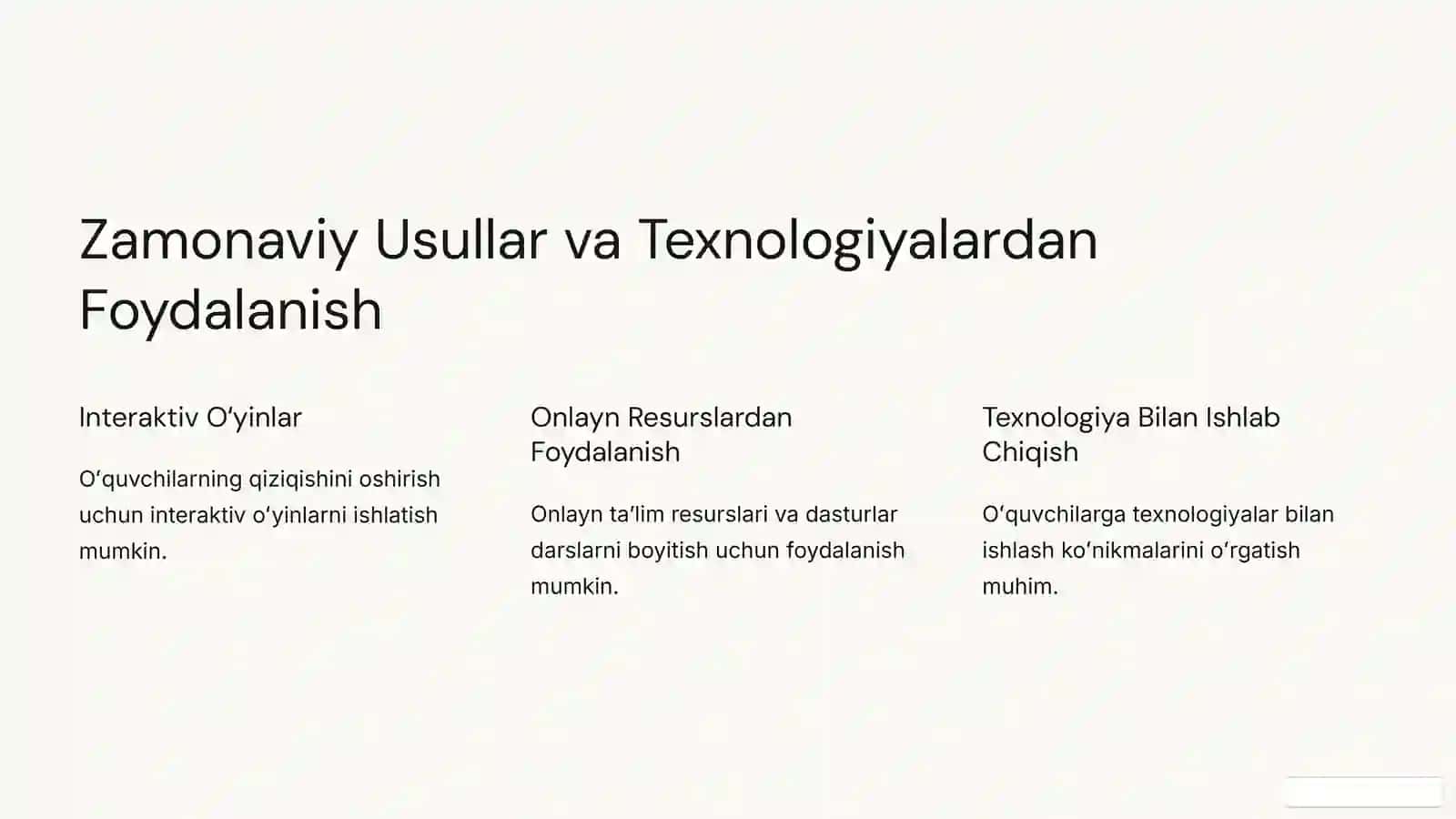 Boshlangʻich Sinf Darslariga Qoʻyiladigan Talablar 3