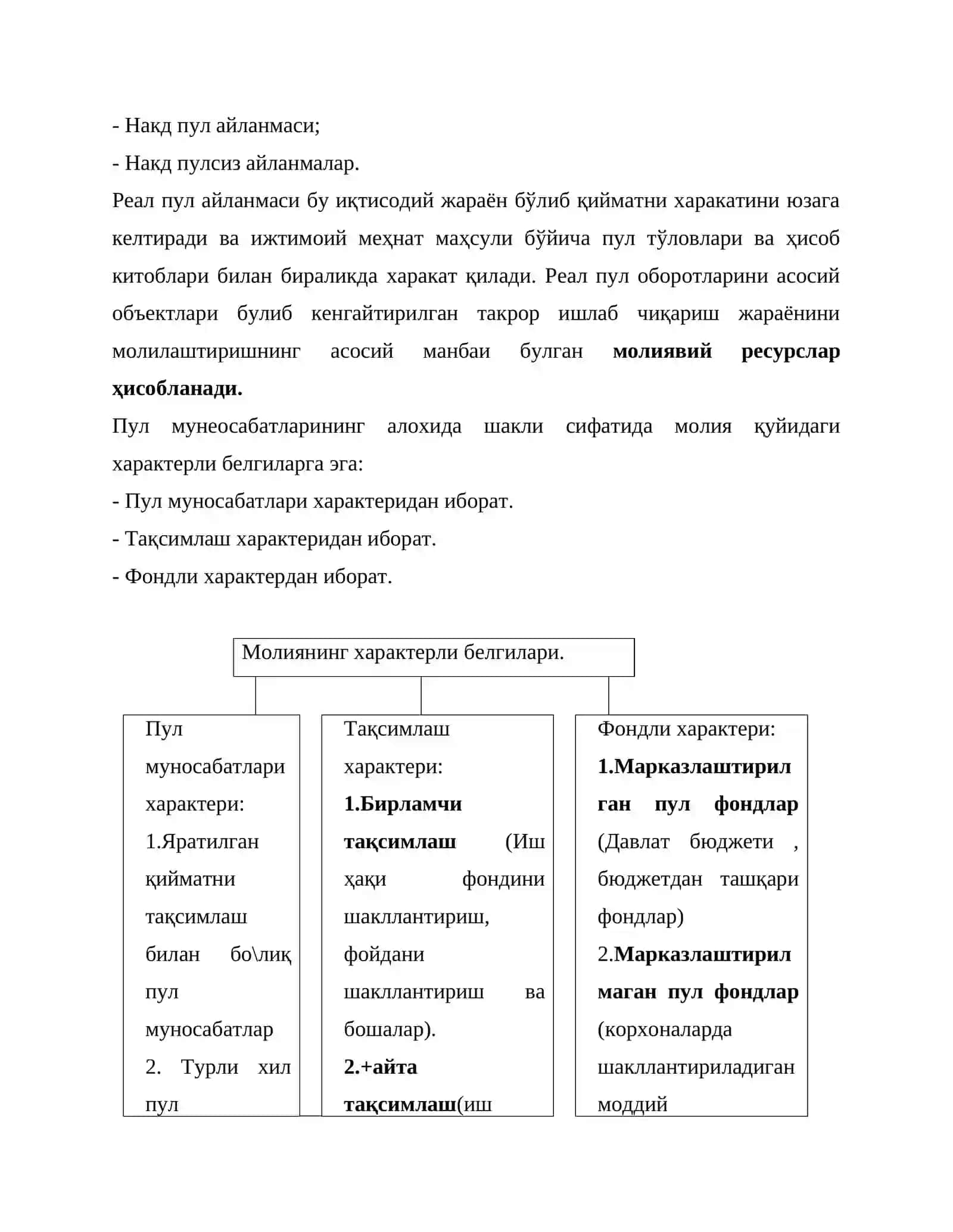 Молиянинг ижтимоий иқтисодий моҳияти ва функциялари 3