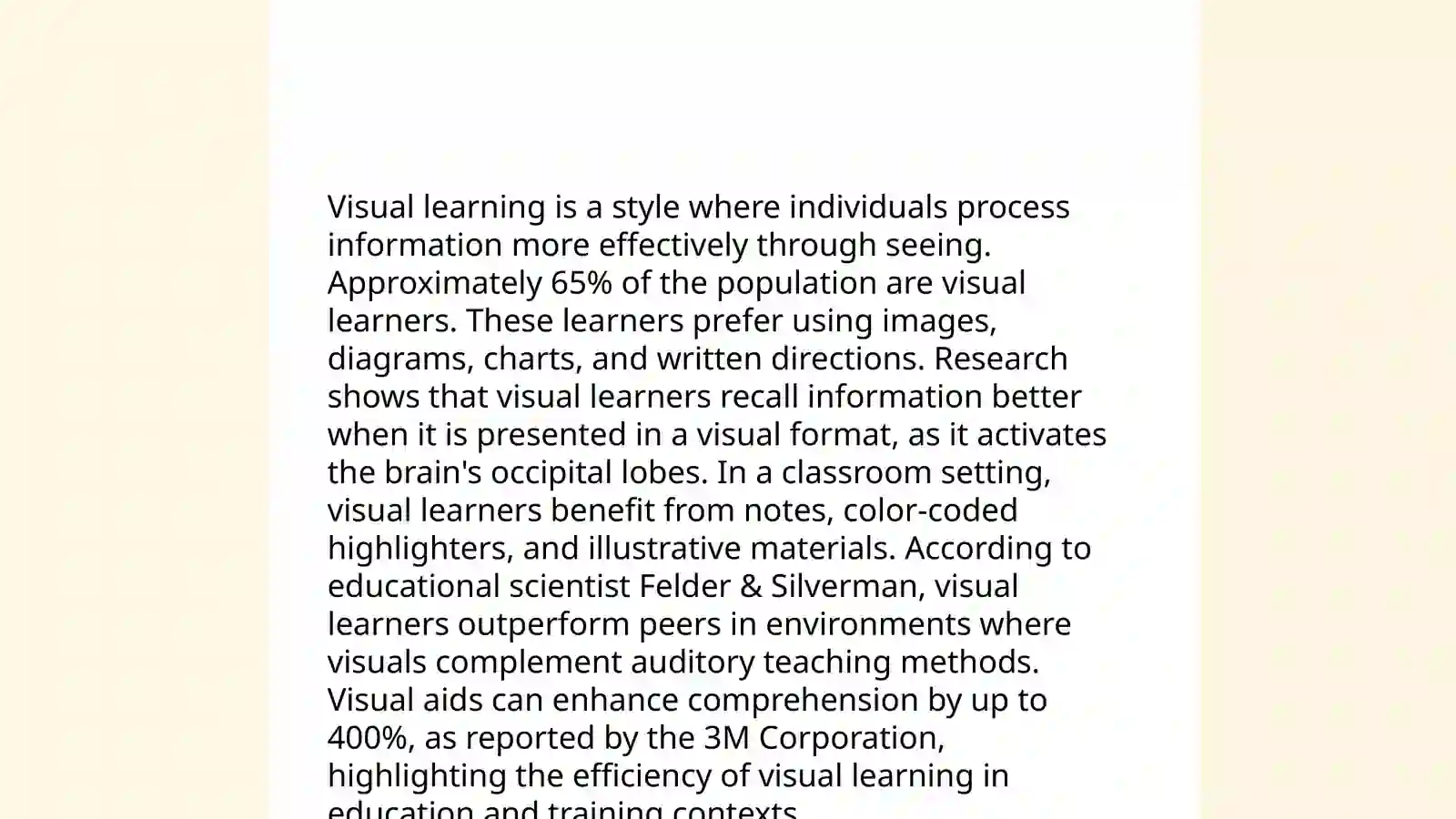 Visual Learning Style 3