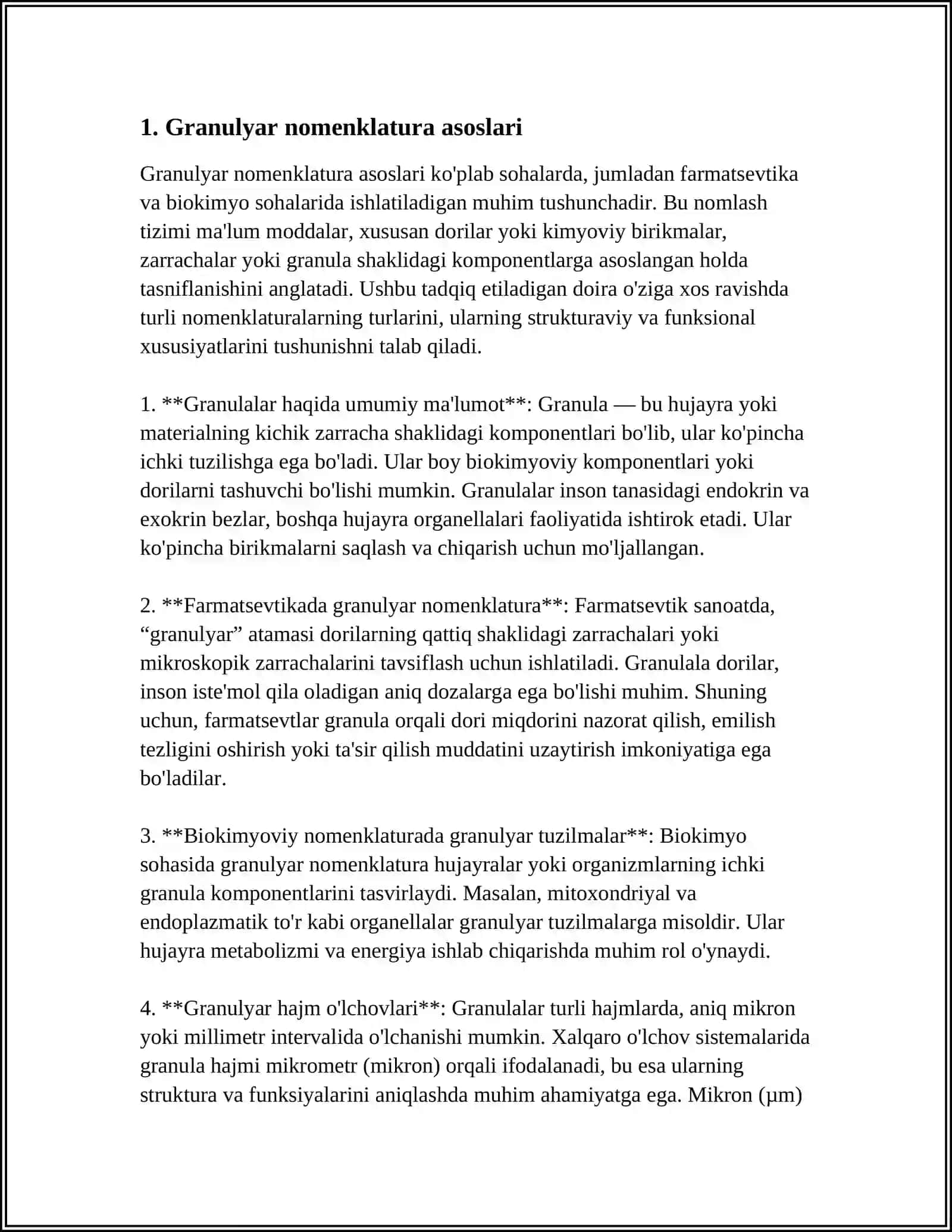 GRANULALAR NOMENKLATURASI VA TARKIBLARI 3