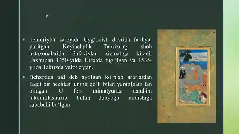 KAMOLIDDIN BEXZOD VA MINIATURA SAN'ATI 3