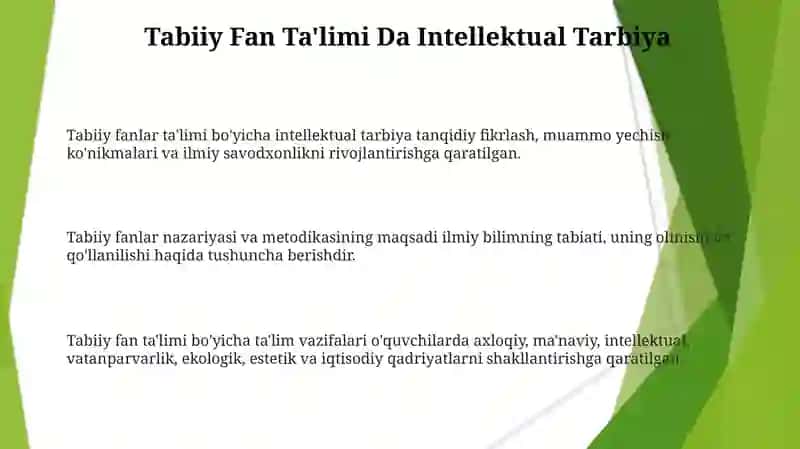 Tabiiy fanlar nazariyasi va metodikasi fanining predmeti, maqsad va vazifalari 3