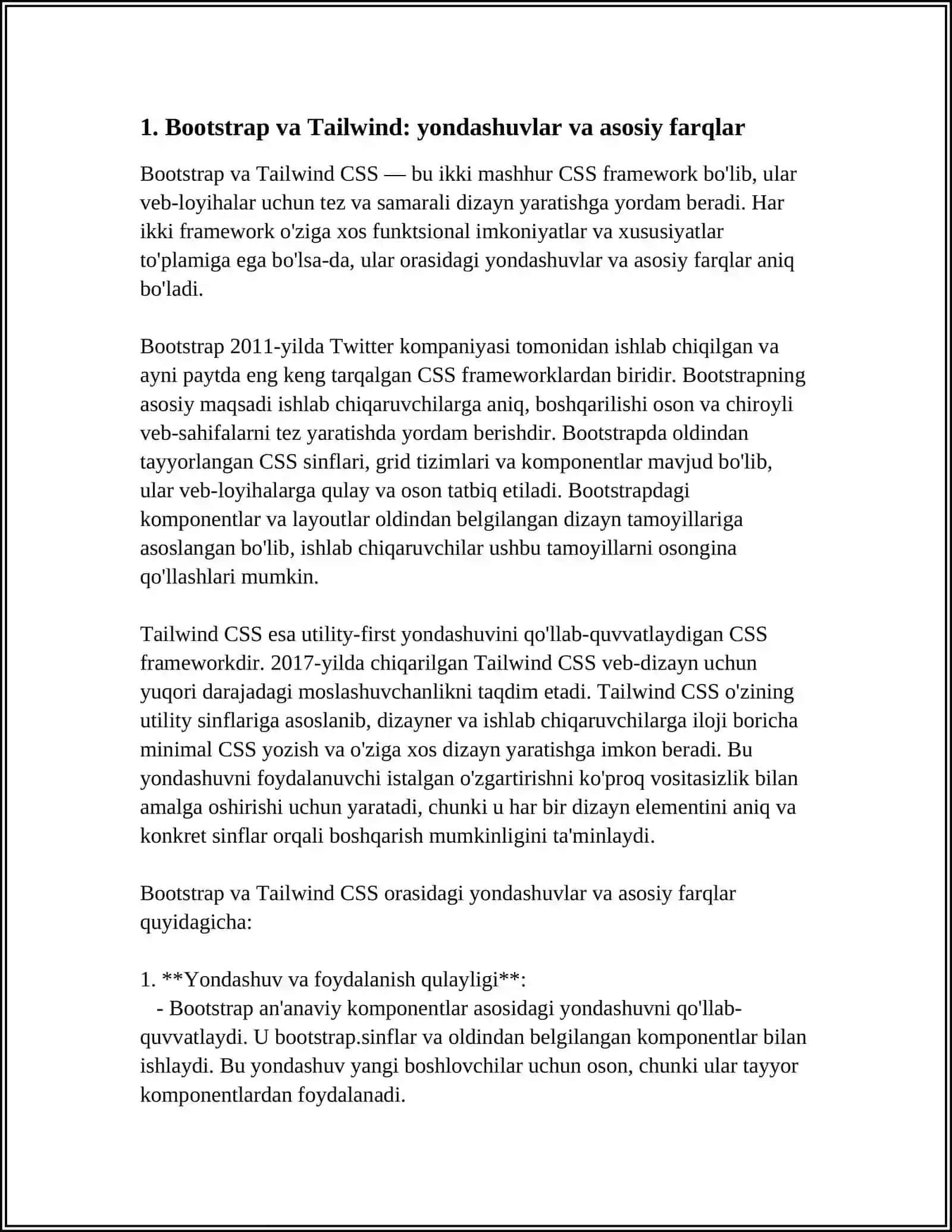CSS FRAMEWORKLAR (BOOTSTRAP, TAILWIND) 3