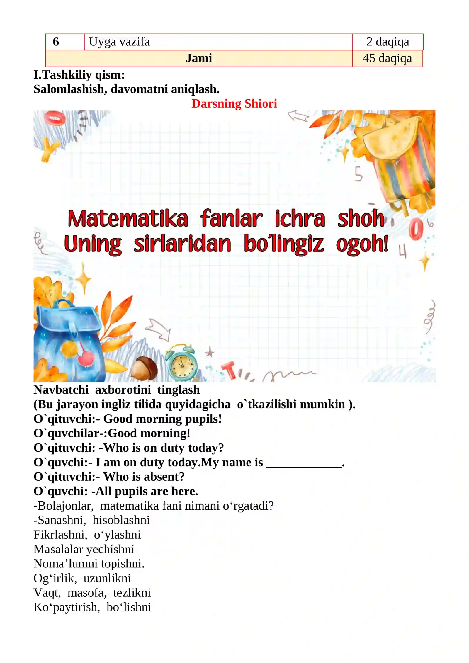 Santimetr. Detsimetr 1-sinflar uchun Matematika fanidan dars ishlanmasi 3