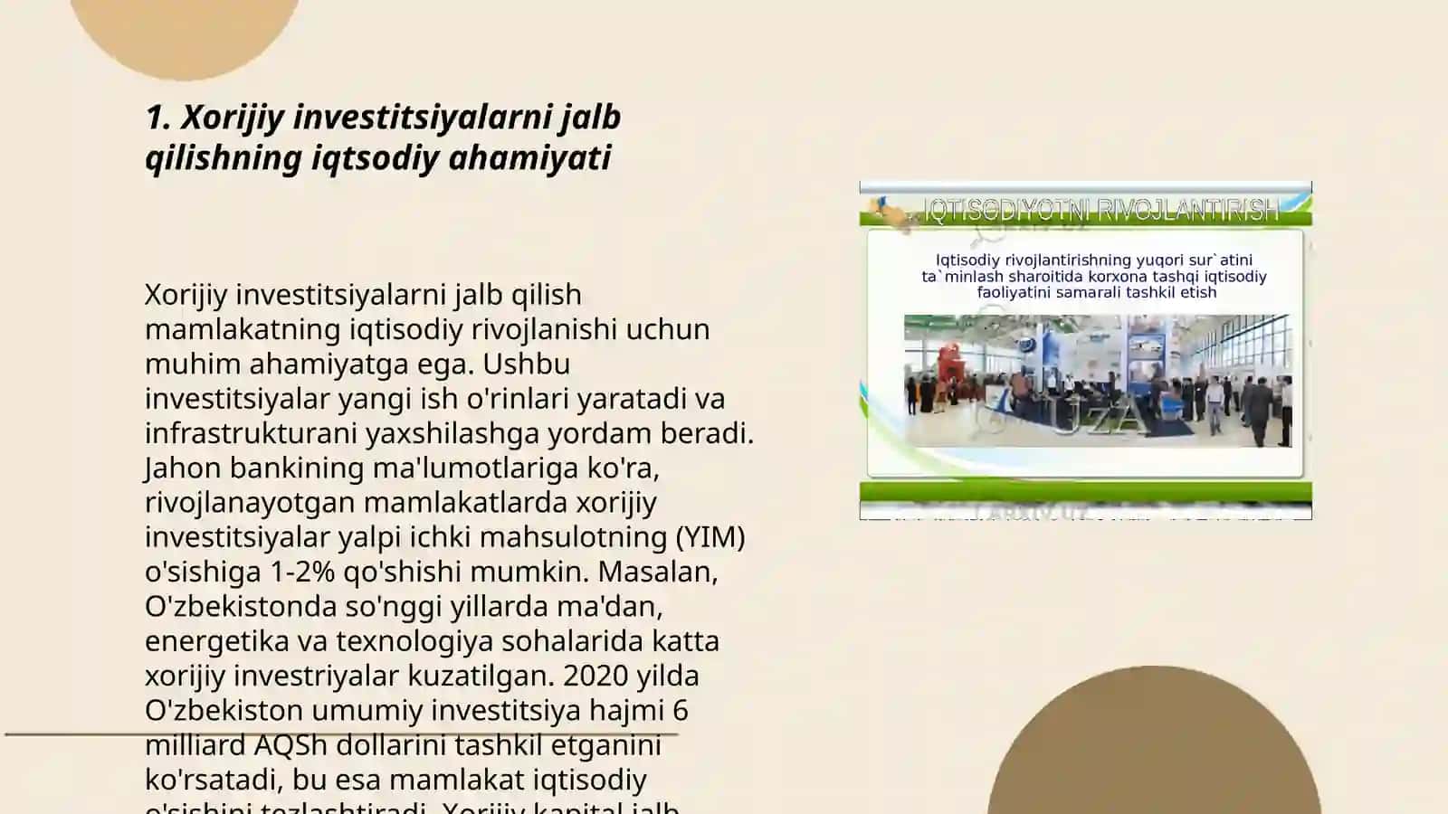 Iqtsodiyotni rivojlantirishda xorijiy investitsiyalarning roli 3
