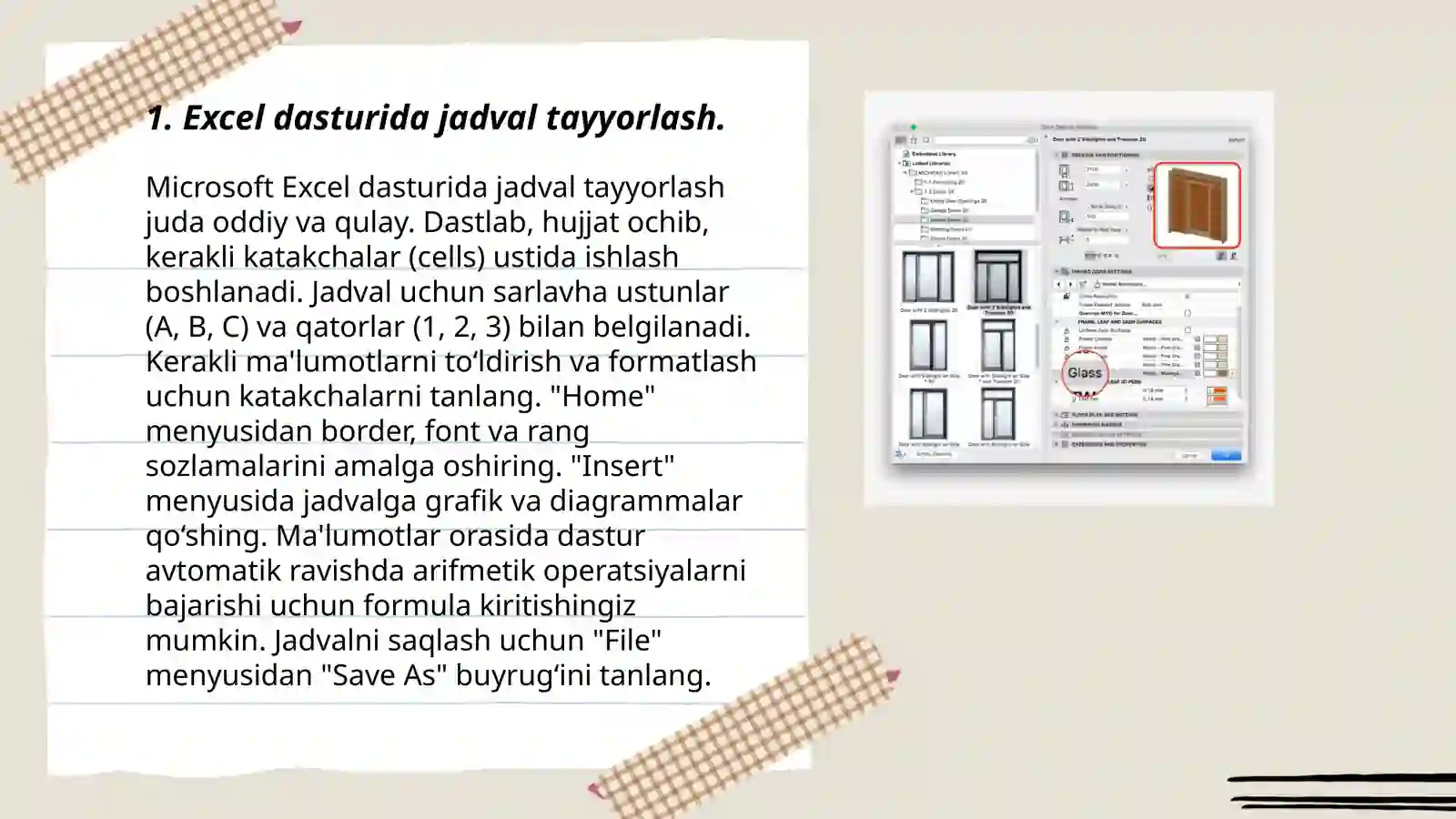 Excel dasturida modullar boʻyicha oʻzlashtirish 3