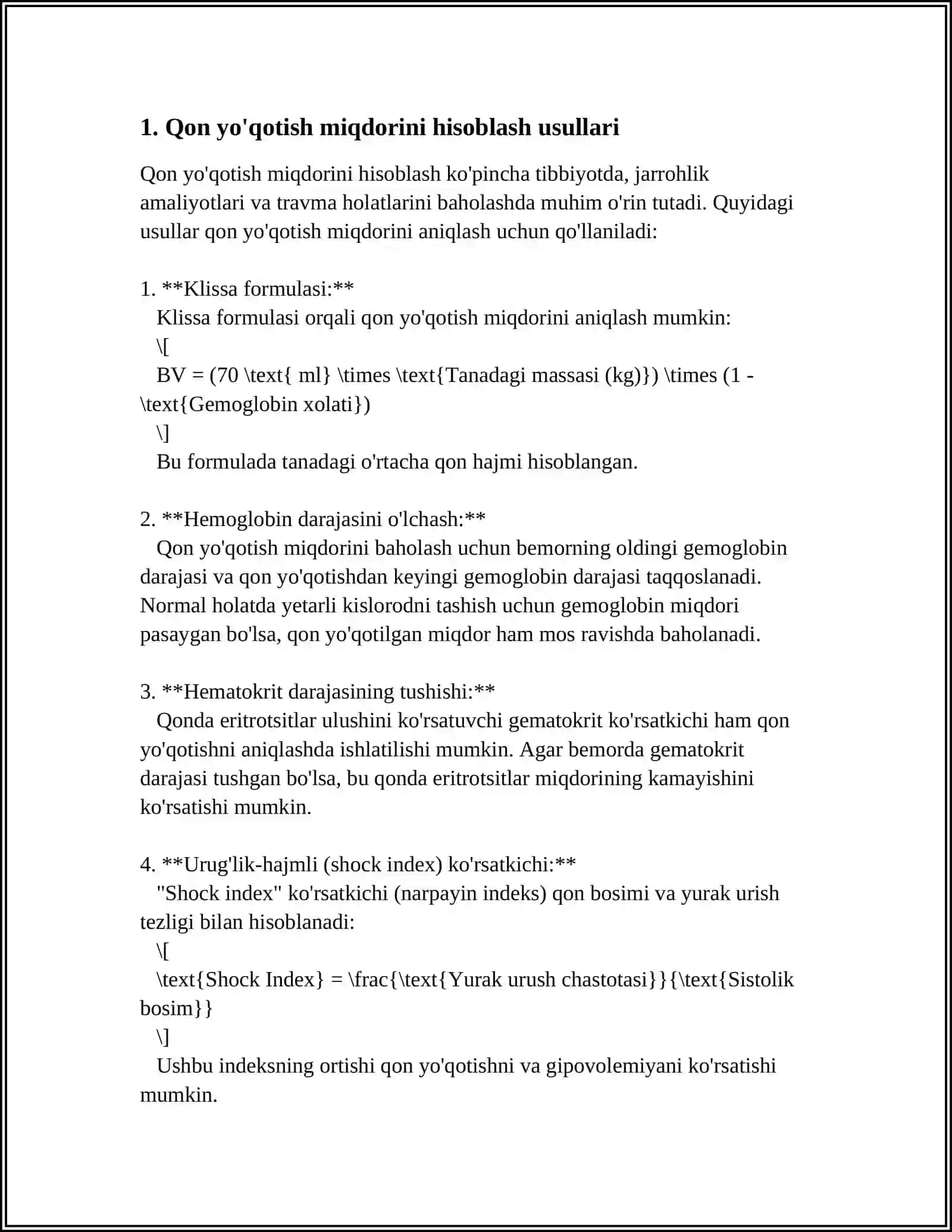 AKUSHERLIK VA GINEKOLOGIYA FANIDAN YO‘QOTILGAN QON MIQDORINI ANIQLASH MAVZUSI 3