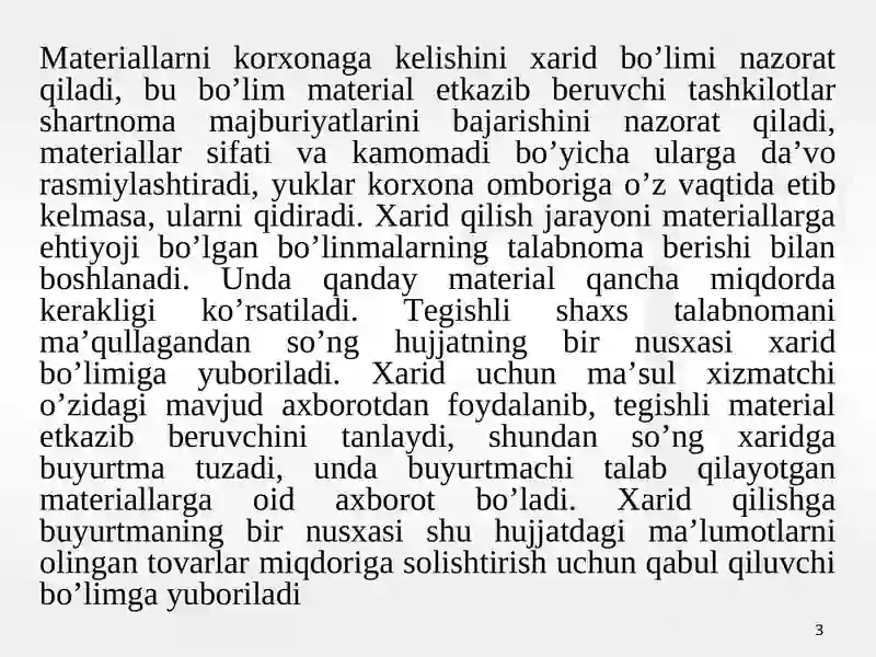 MATERIAL XARAJATLARINING HISOBI 3