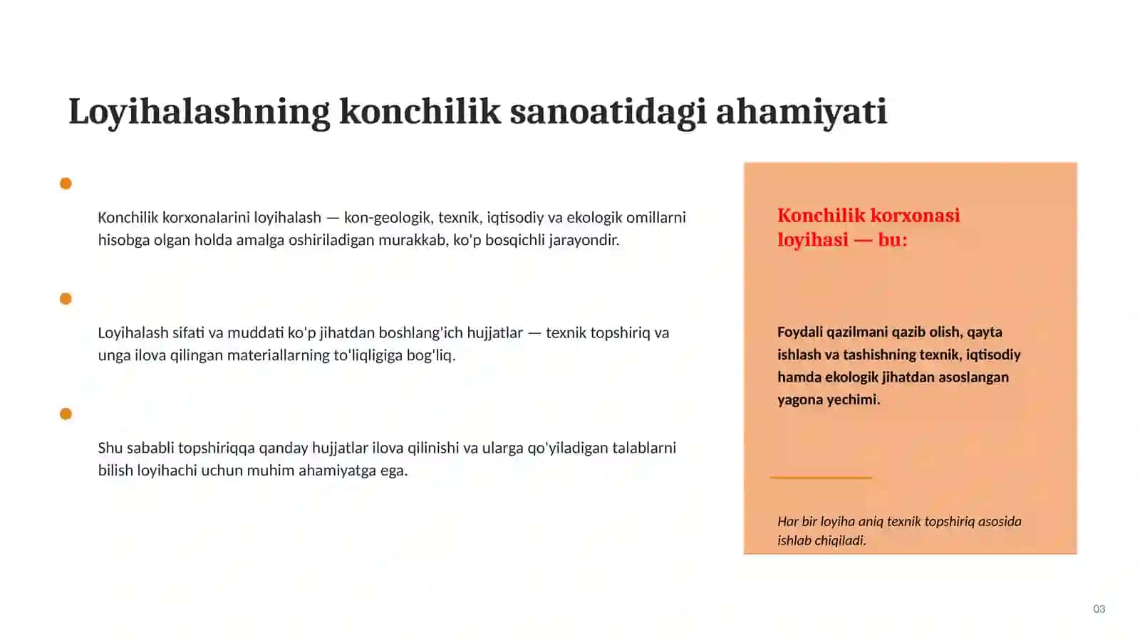 Loyihalashning konchilik sanoatidagi ahamiyati 3