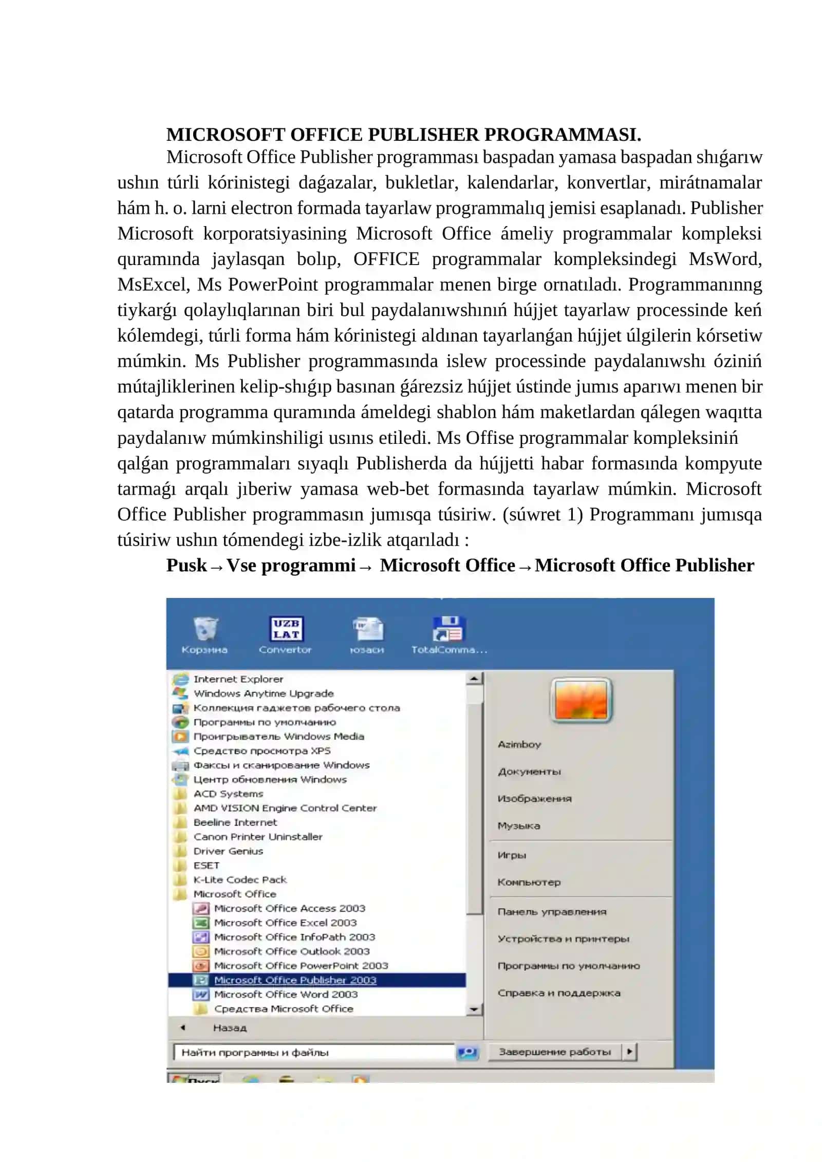 Micrasoft Publisher dasturi 3