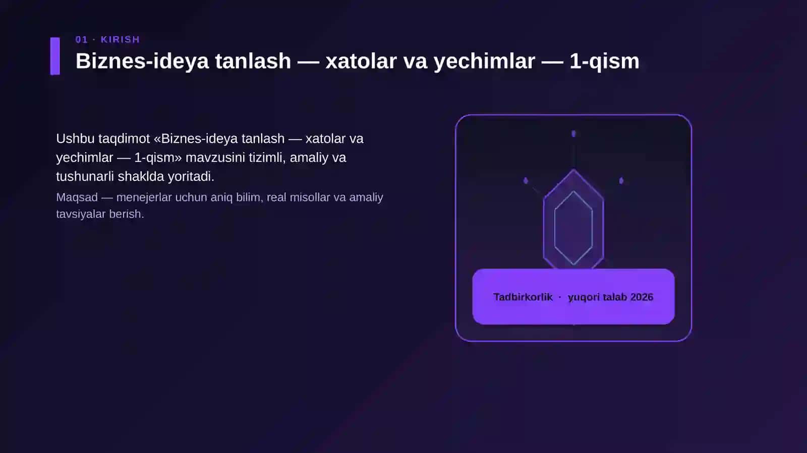 Biznes-ideya tanlash — xatolar va yechimlar — 1-qism 3