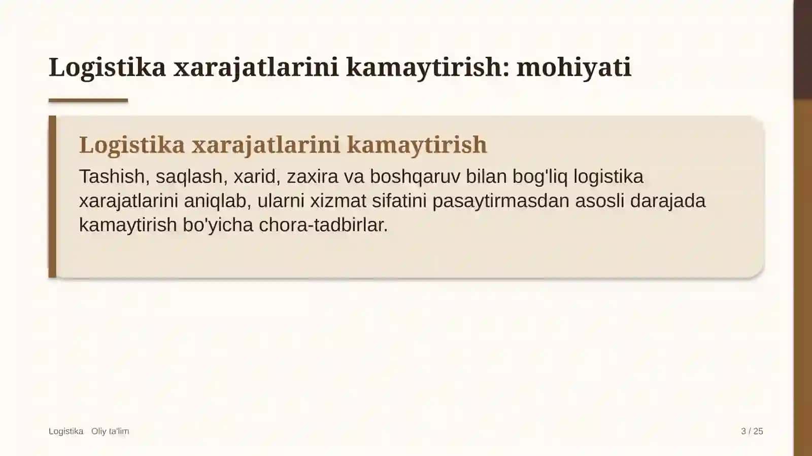 dilerlik tarmoqlarida logistika xarajatlarini kamaytirish 2151 3