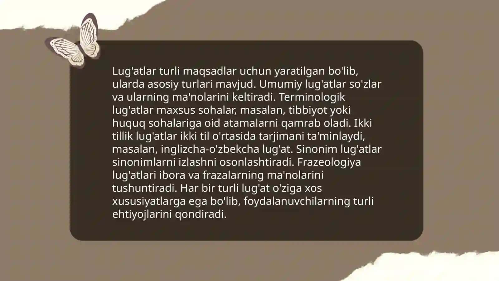 Lug'atlar turli maqsadlar uchun yaratilgan 3