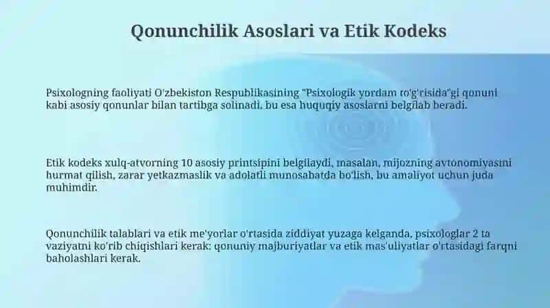 Psixologning kasbiy faoliyatini tashkil qilishda me'yoriy xujjatlar 3
