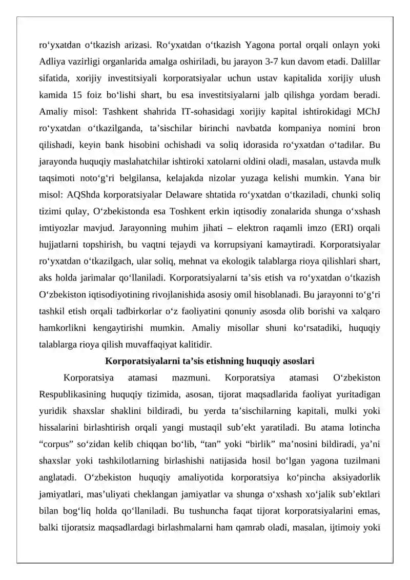 Korporatsiyalami ta’sis etish va ro‘yxatdan o‘tkazish 3