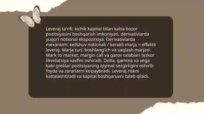 Leveraj va derivativlarda bozor risklari 3
