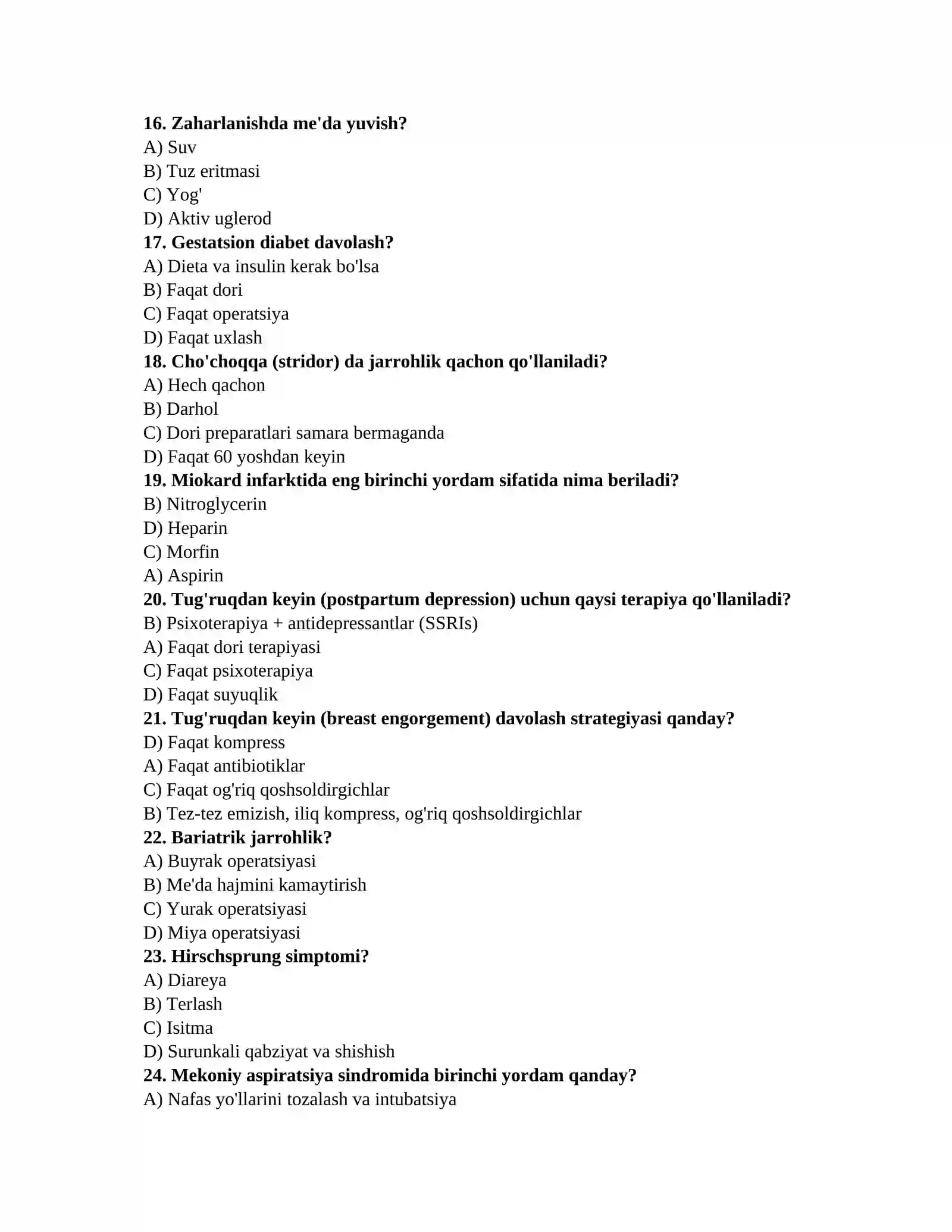 Ordinantura imtihon testlari 3