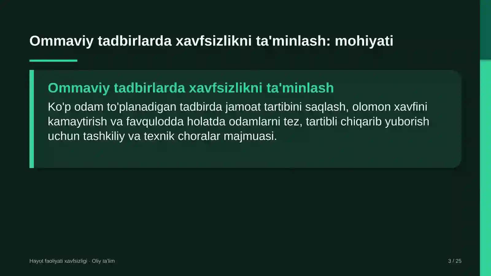 elektrotexnika sanoatida ommaviy tadbirlarda xavfsizlikni ta'minlash 6631 3