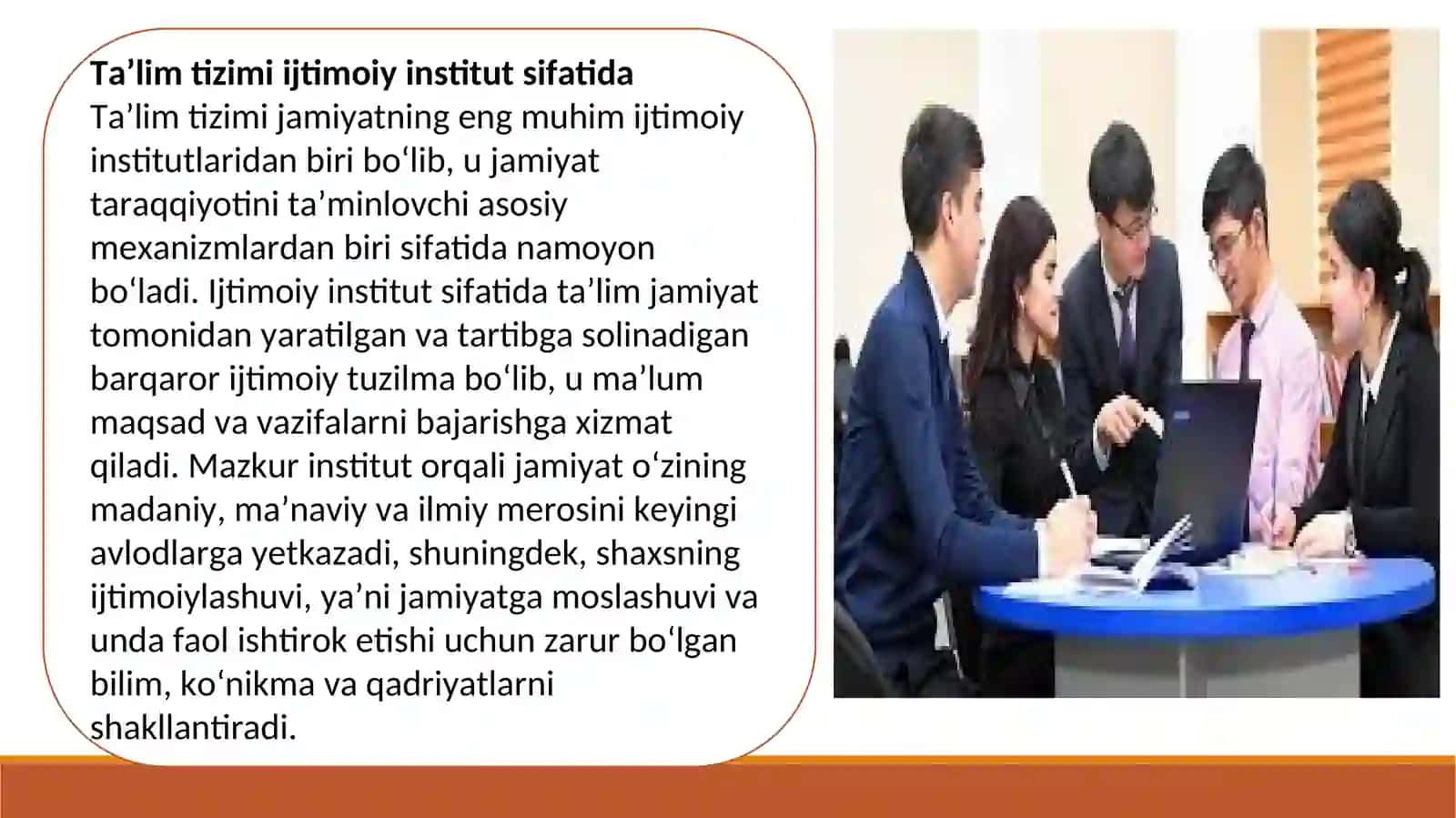 Taʼlim tizimi ijtimoiy institut sifatida va Taʼlim ijtimoiy tizim va ijtimoiy institut sifatida 3