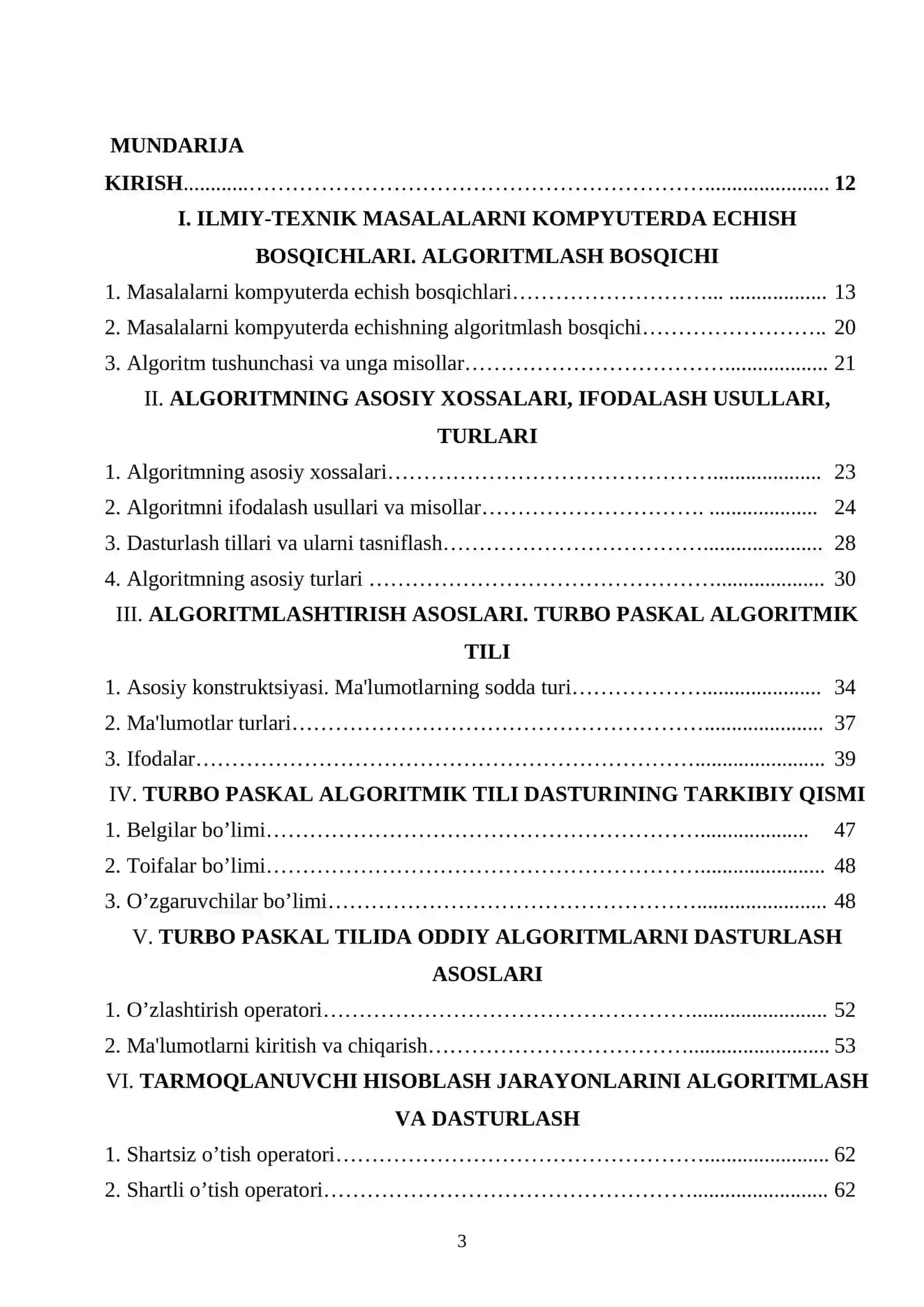 ALGORITM ASOSLARI VA ALGORITMIK TILLAR 3