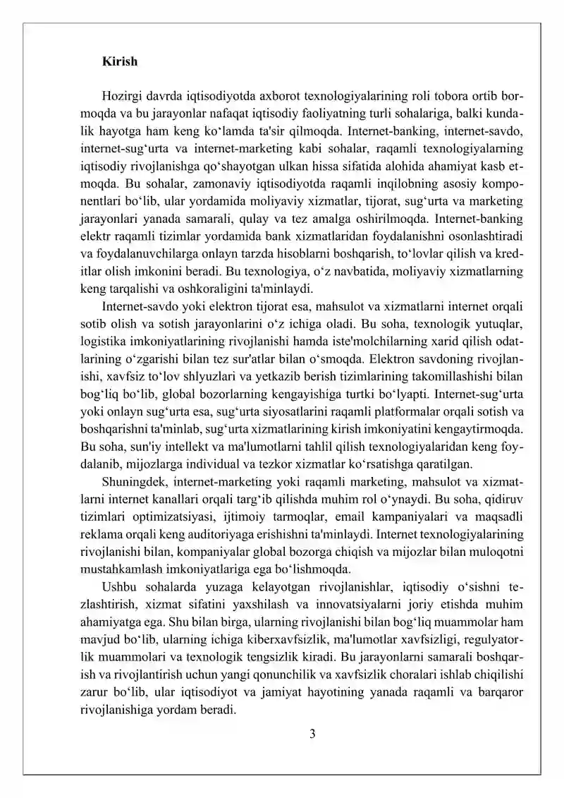 INTERNET-BANKING, INTERNET-SAVDO, INTERNET-SUG‘URTA, INTERNET-MARKETING. 3