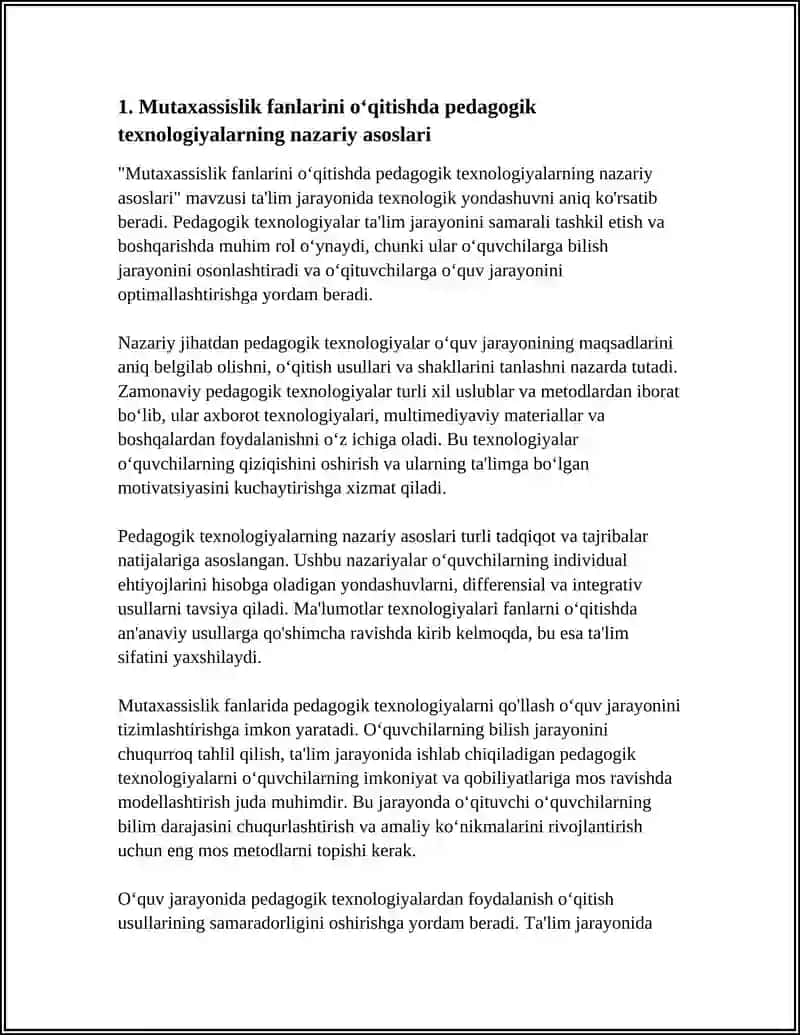 Mutaxassislik fanlarini oʻqitishda pedagogik texnologiyalarning nazariy asoslari 3