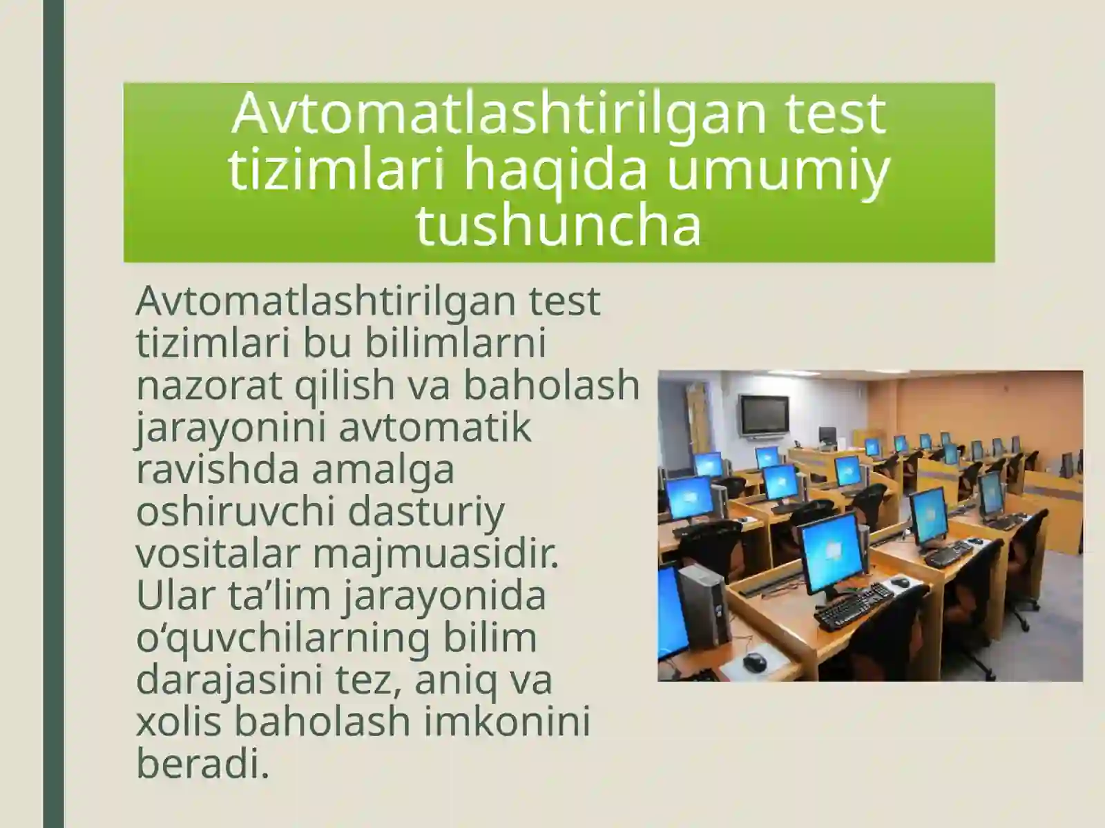 AVTOMATLASHTRILGAN TEST TIZIMLAR 3