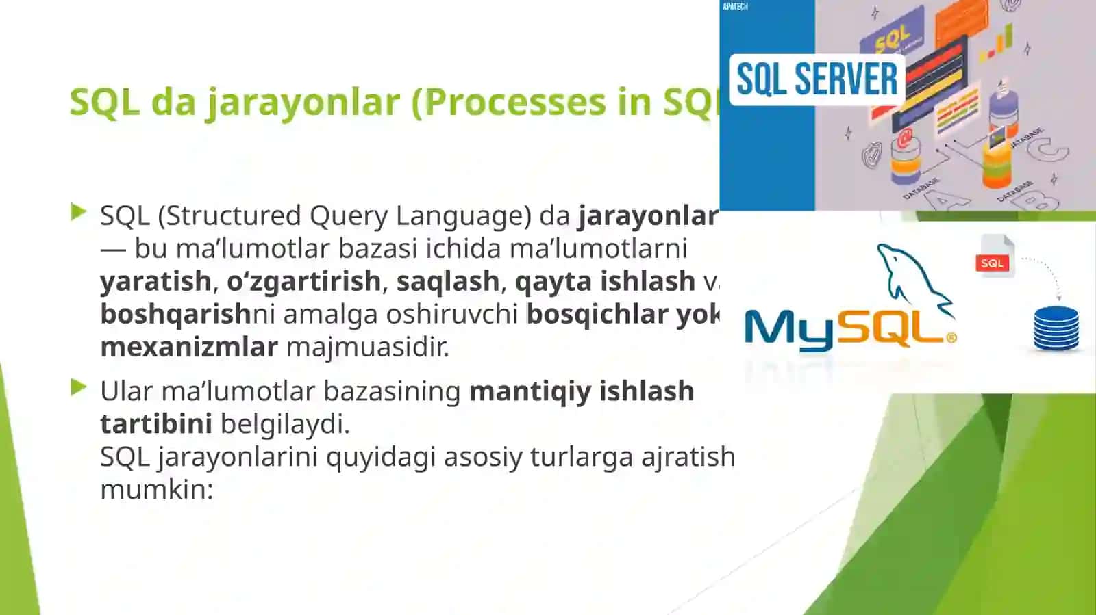 SQL da jarayon va standart funksiyalar 3