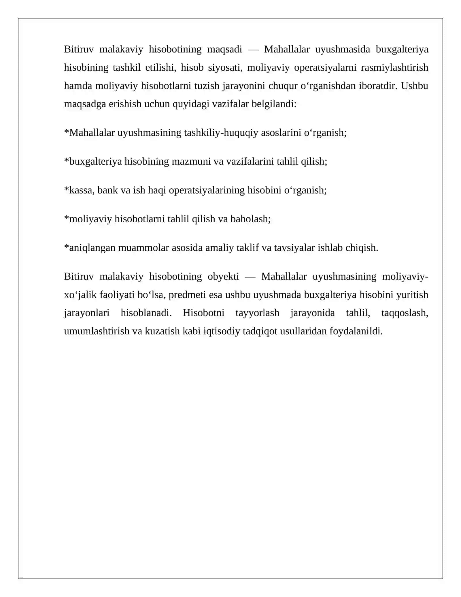 Mahallalar uyishmasi buxgalteriyasi bo'yicha hisobot 3