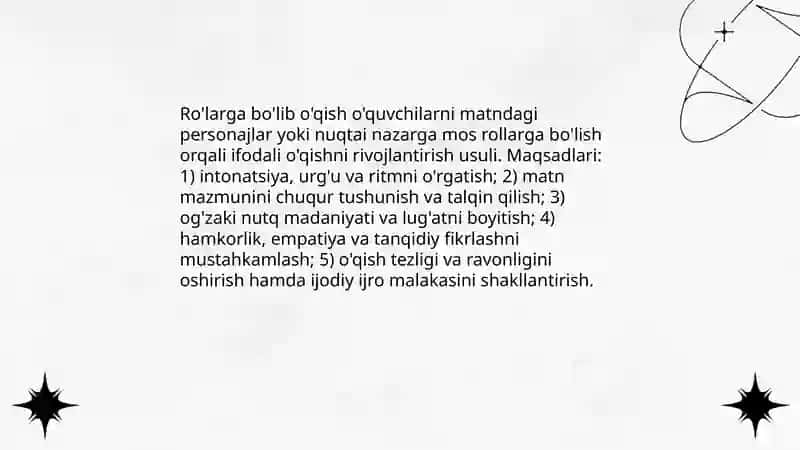 Ro'larga bo'lib o'qish tushunchasi va maqsadlari 3