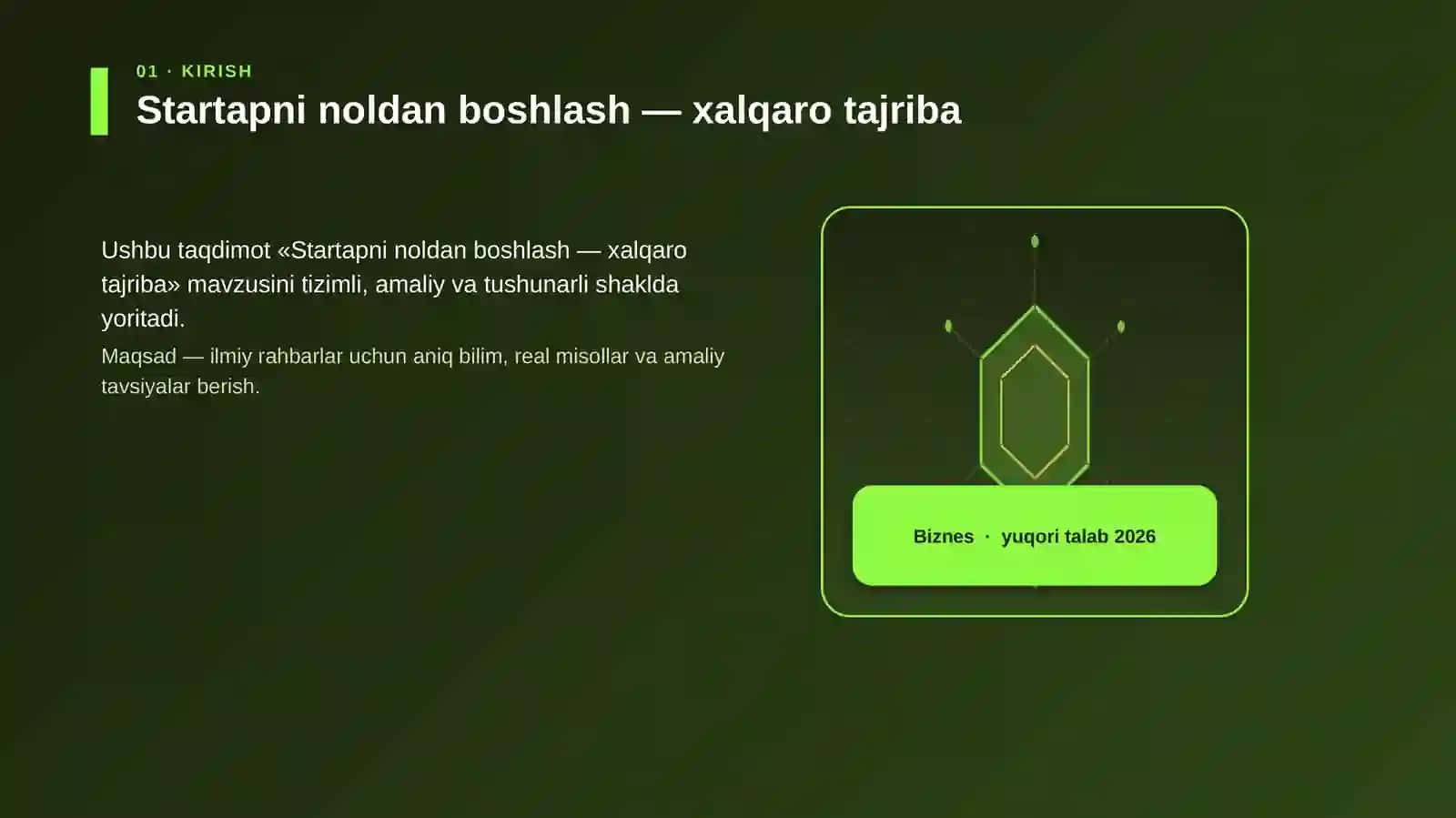 Startapni noldan boshlash — xalqaro tajriba 3