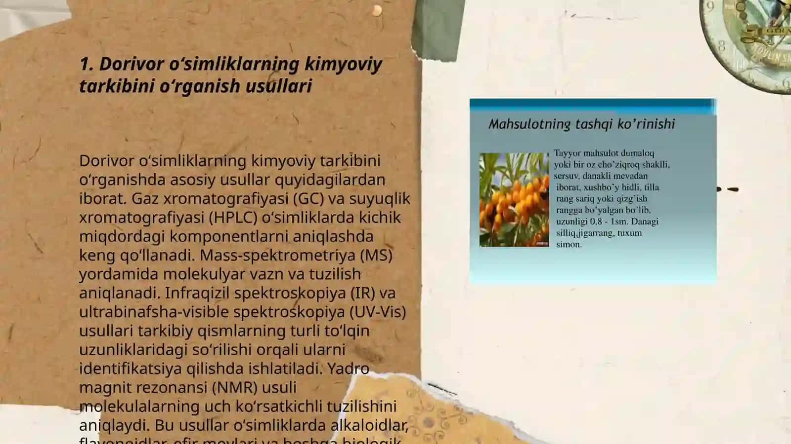Dorivor oʻsimliklar kimyoviy tarkibi va dorivor mahsulotlar tasnifi 3