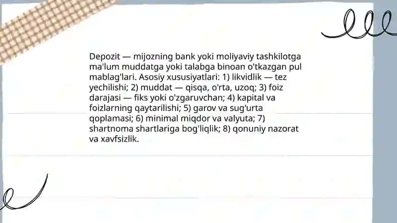 Depozitlarning turlari va hisobi 3