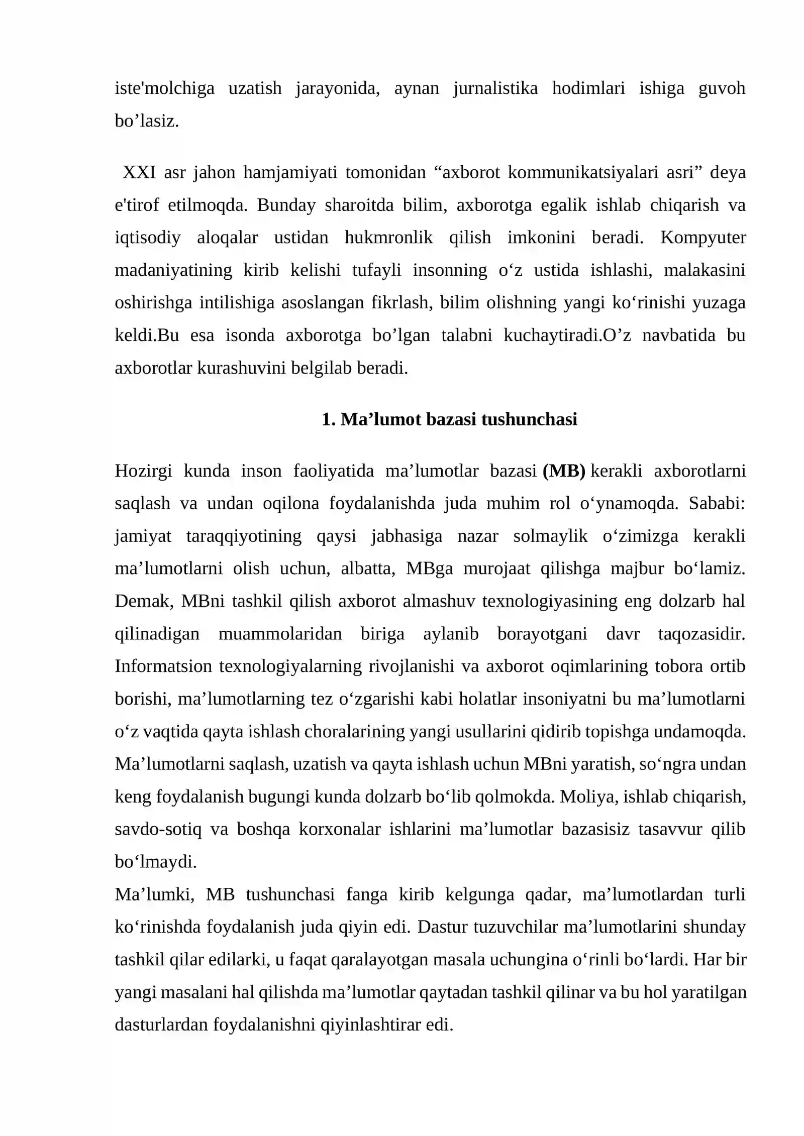MA’LUMOTLAR BAZASI TEXNOLOGIYALARI FANIDAN “Mahalla ma’lumotlar bazasini loyihalash” 3