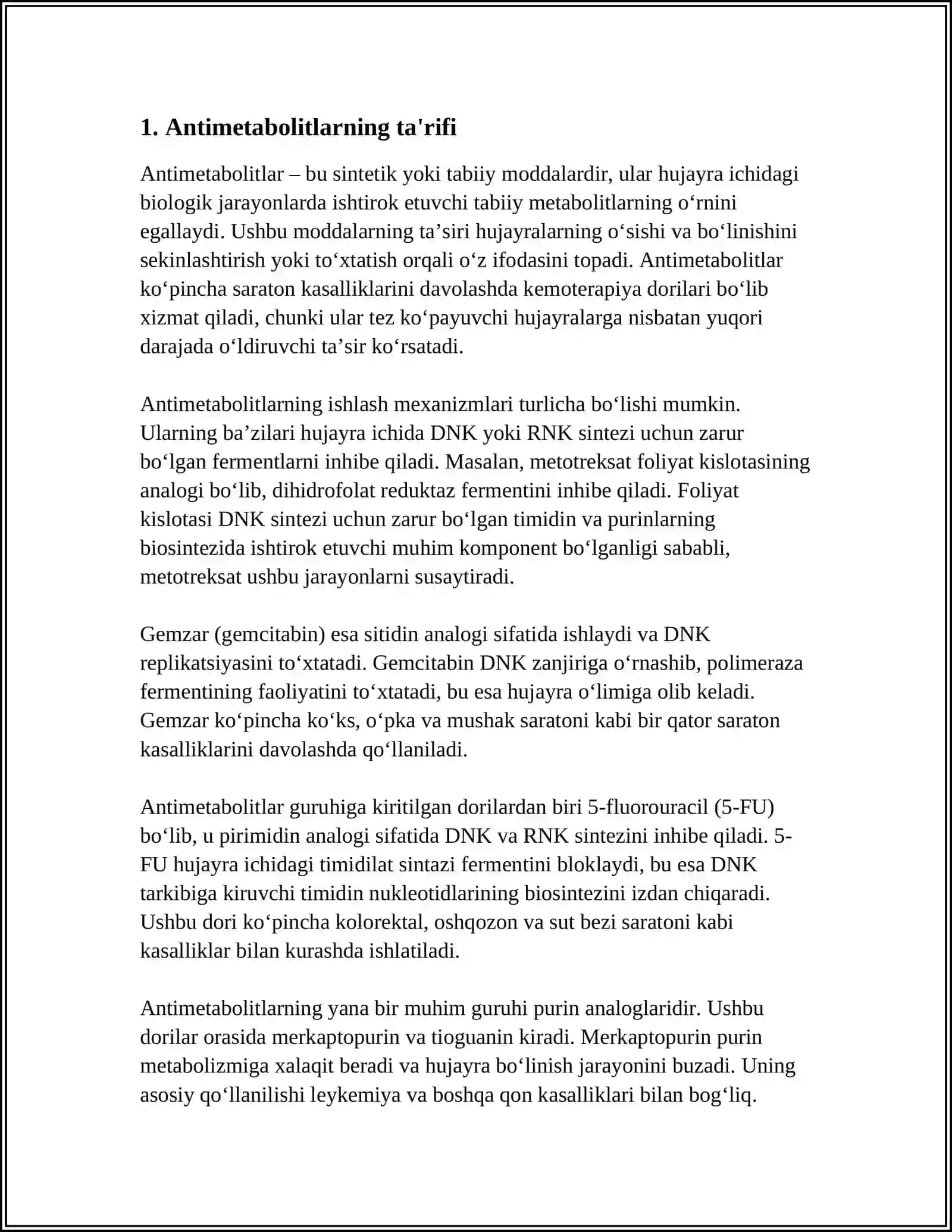 ANTIMETOBOLITLAR HAQIDA TUSHUNCHA BA'ZI AMINOKISLOTALAR ALMASHINUVI 3