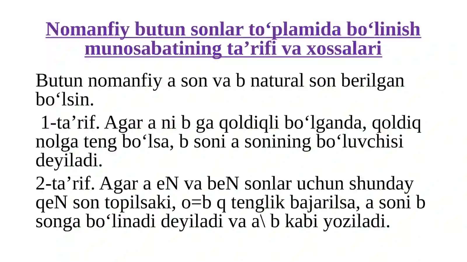 Sonlarning bo‘linishi 3