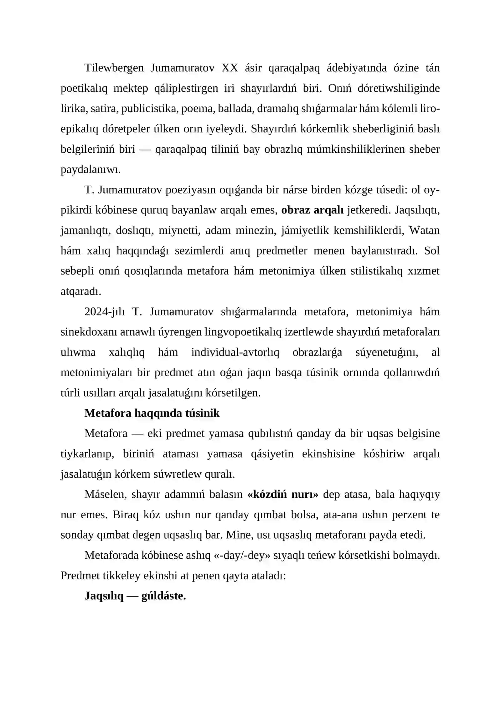 QARAQALPAQ TILI Kórkemlew quralları hám stilistika PÁNINEN 3